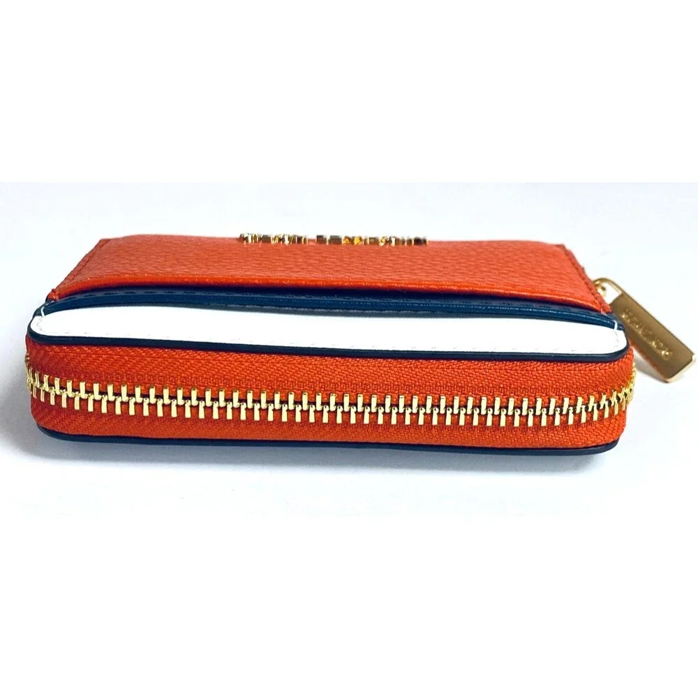 Michael Kors Jet Set Travel Card Case Wallet Red Clay Multicolor 35S4GTVD8L NWT